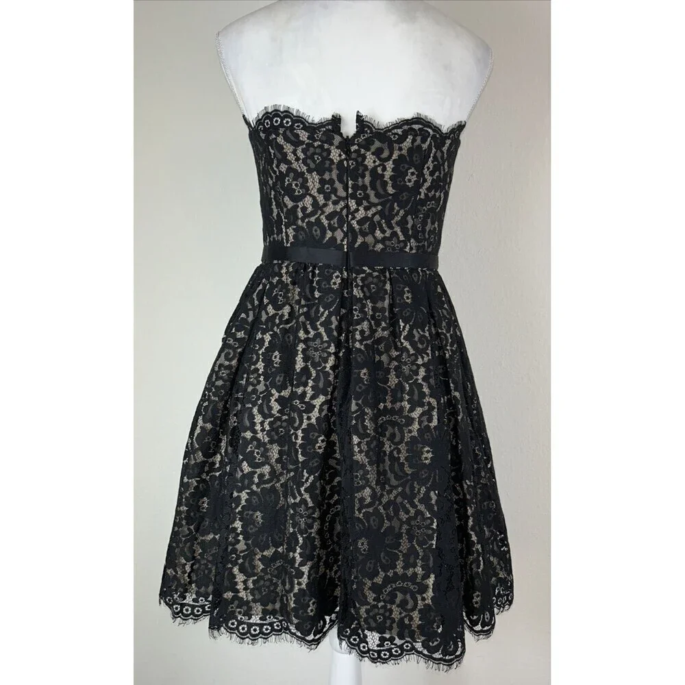Robert Rodriguez Neiman Marcus Target Black Lace Strapless Cocktail Dress Size 6 - Picture 4 of 14